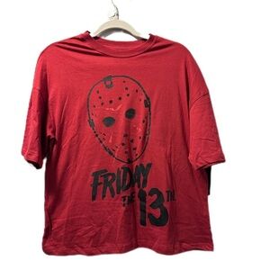 Friday the 13th tee new with tag black red glitter medium